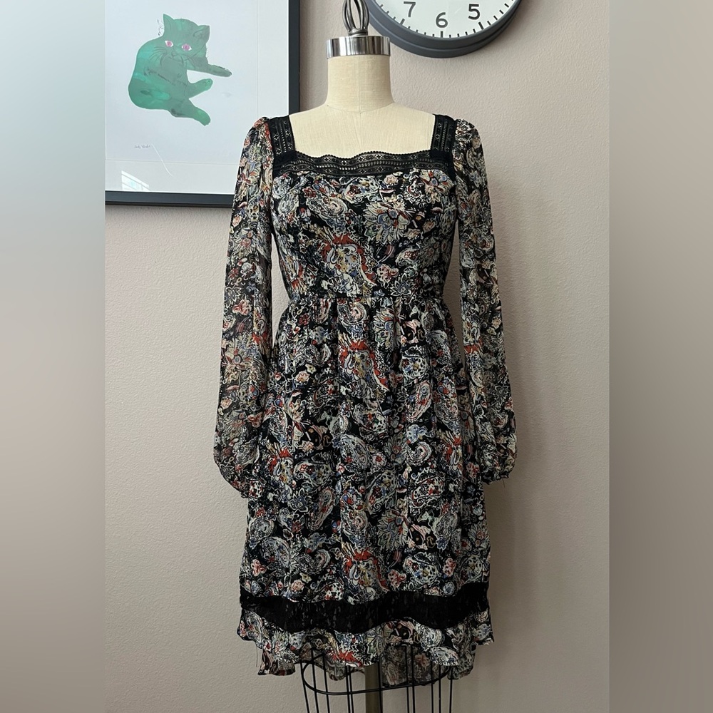 Band of Gypsies Black and Gray Bishop Sleeve Sundress